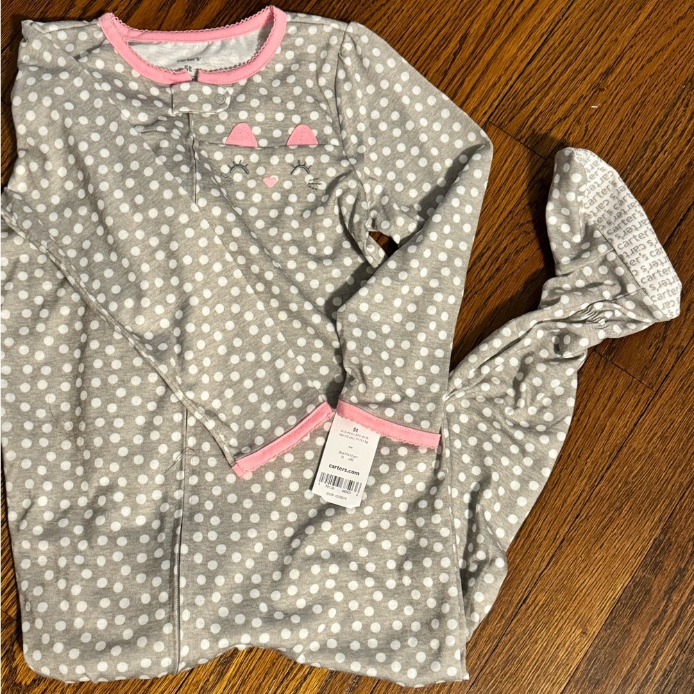NWT 5T carters cat footie pajamas